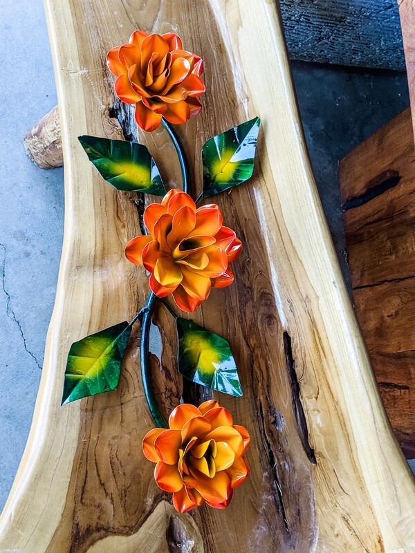 Hanging Metal Orange & Yellow Roses