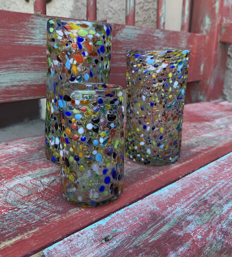 Colorful Speckled Clear Drinking Cups