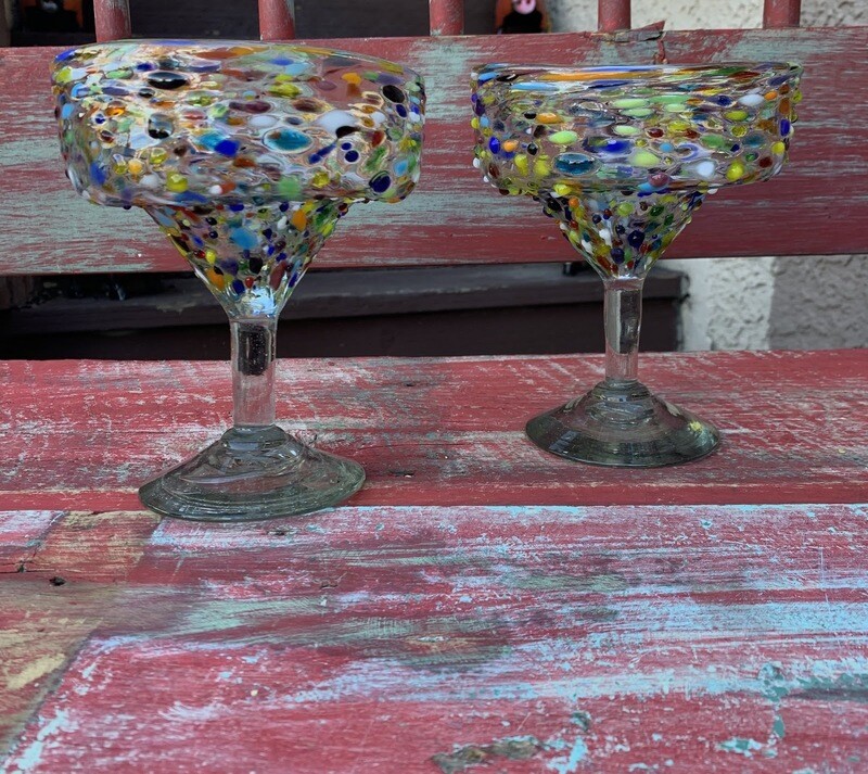 Colorful Speckled Clear Margarita Drinking Cup
