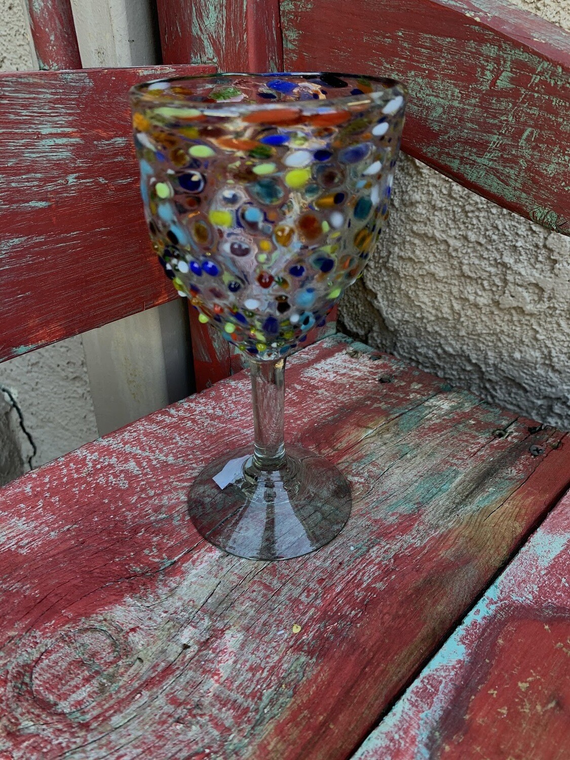 Colorful Speckled Clear Wine Glass SHOP The Happy Saguaro