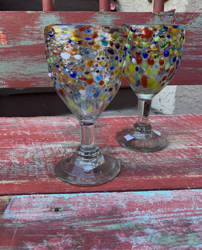 Colorful Speckled Clear Goblets
