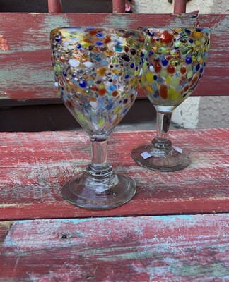Colorful Speckled Clear Goblets