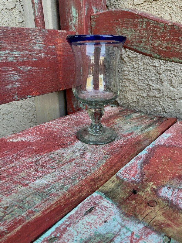 Blue Rimmed Sundae Glass