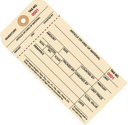 Inventory Tags 1 Part Carbonless