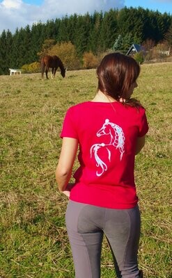 T-Shirt mit Pferd "Blu Fairy" und mit Blümchen - Größen XS-M, sofort lieferbar