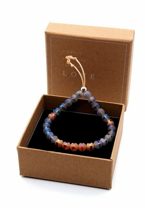 Glass beads bracelet - blue/apricose