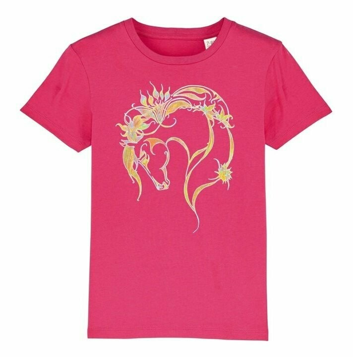Bio T-Shirt mit Pferdeprint Rainbow - in 6 Farben - Größen 104-164 Bio T-Shirt mit Pferdeprint Rainbow - in 6 Farben - Größen 104-164