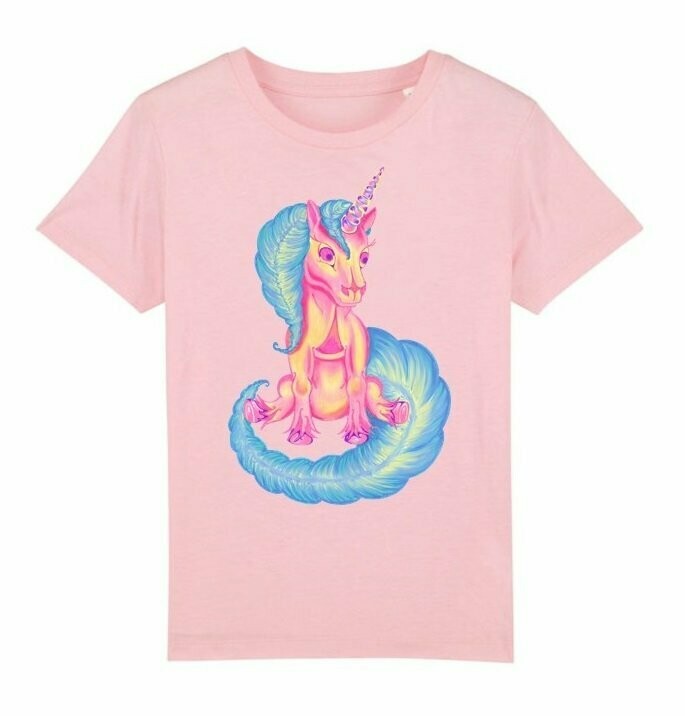 Bio T-Shirt mit Print Einhorn Candy - Größen S-M, sofort lieferbar