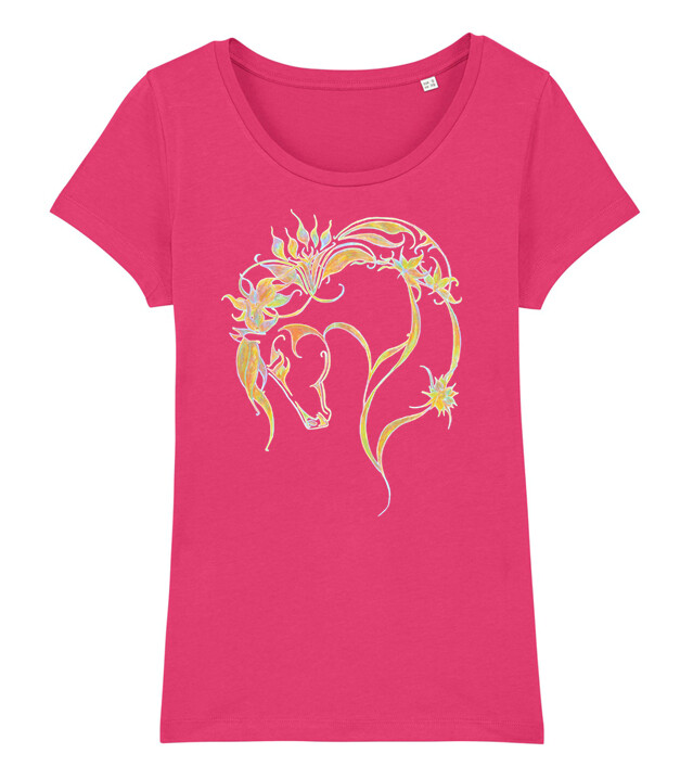 Bio T-Shirt mit Pferdemotiv Rainbow - Größen XS-XL Bio T-Shirt mit Pferdemotiv Rainbow - Größen XS-XL