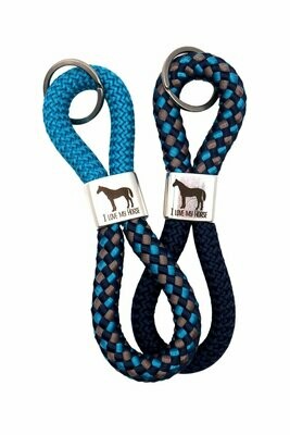 Schlüsselanhänger "I love my horse" Pazifikblau/Grau-Blaumix