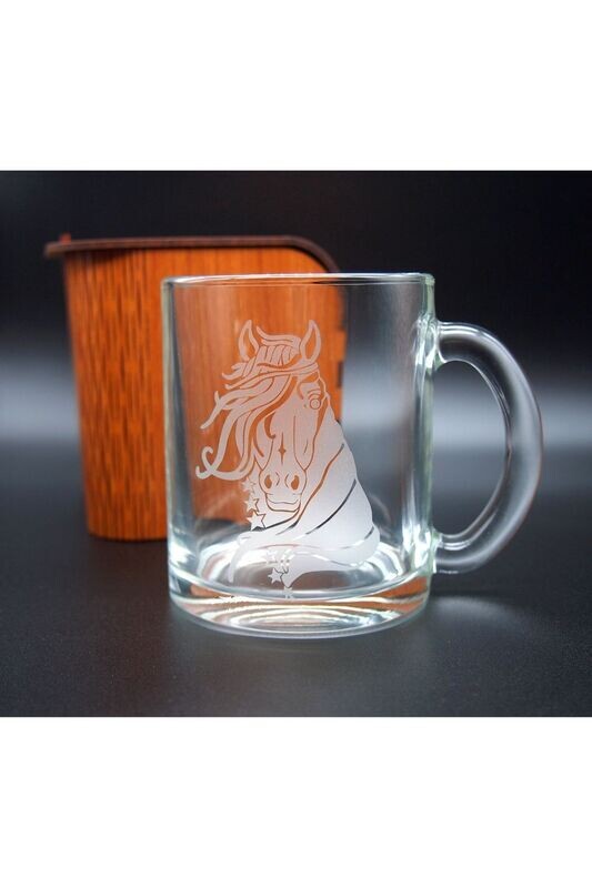 Glass cup Horse Midnight