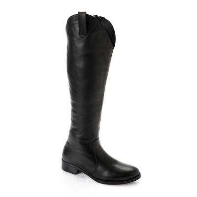 3762- Leather natural Boot - black