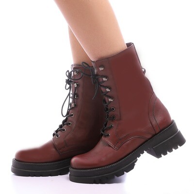 3836 Leather natural- Burgundy