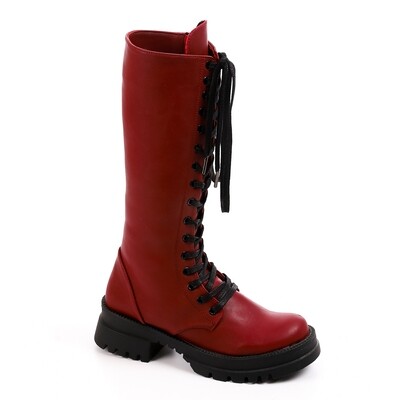 3834 -Leather Boot - Burgundy