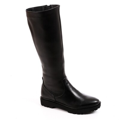 3843 Leather natural Boot -Black