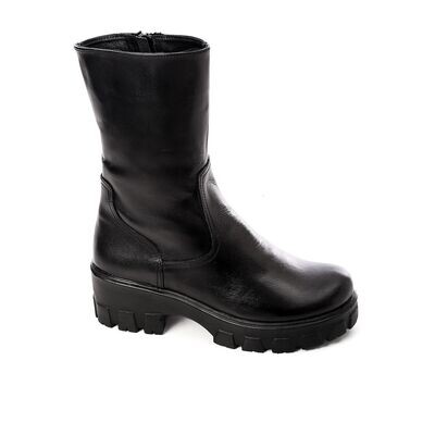 3841 Leather natural Half Boot - Black