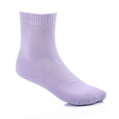 Thick High Ankle Plain Socks With Ribbed Hem - Purple