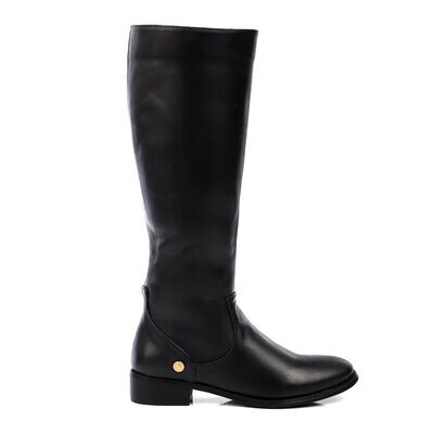 Genuine Leather Black Knee High Boots-3876
