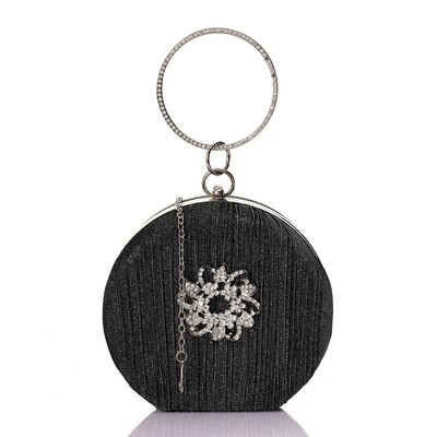 Circular Glittery Soiree Bag With Front Buckle - Grey-4938