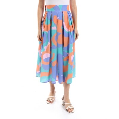 Self Patterned Mauve, Orange & Green Skirt
 2957