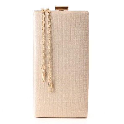 Rectangle-Shaped Glitter Soiree Gold Clutch 4972