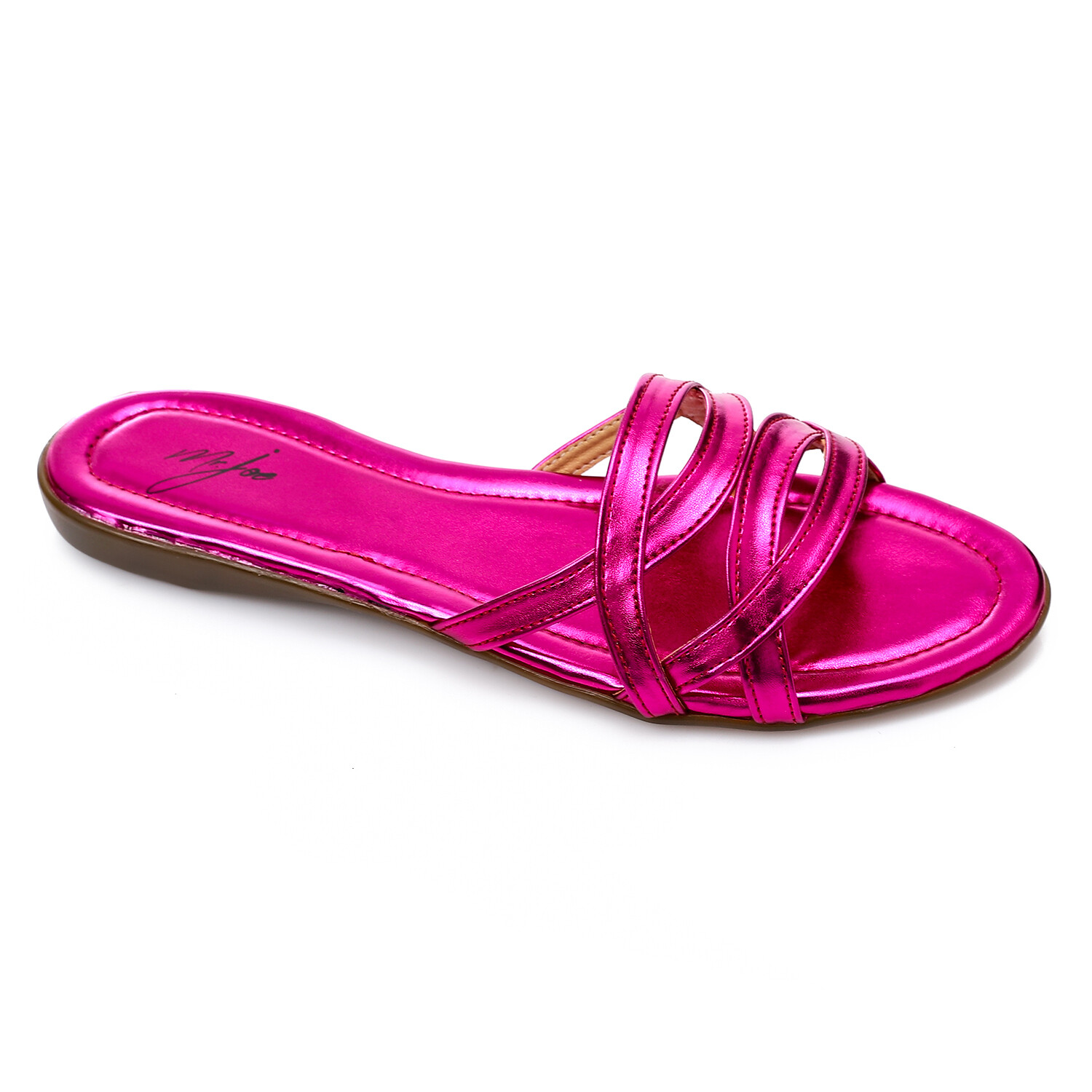 Slip On Metalic Fuchsia Summery Bold Slippers 3991