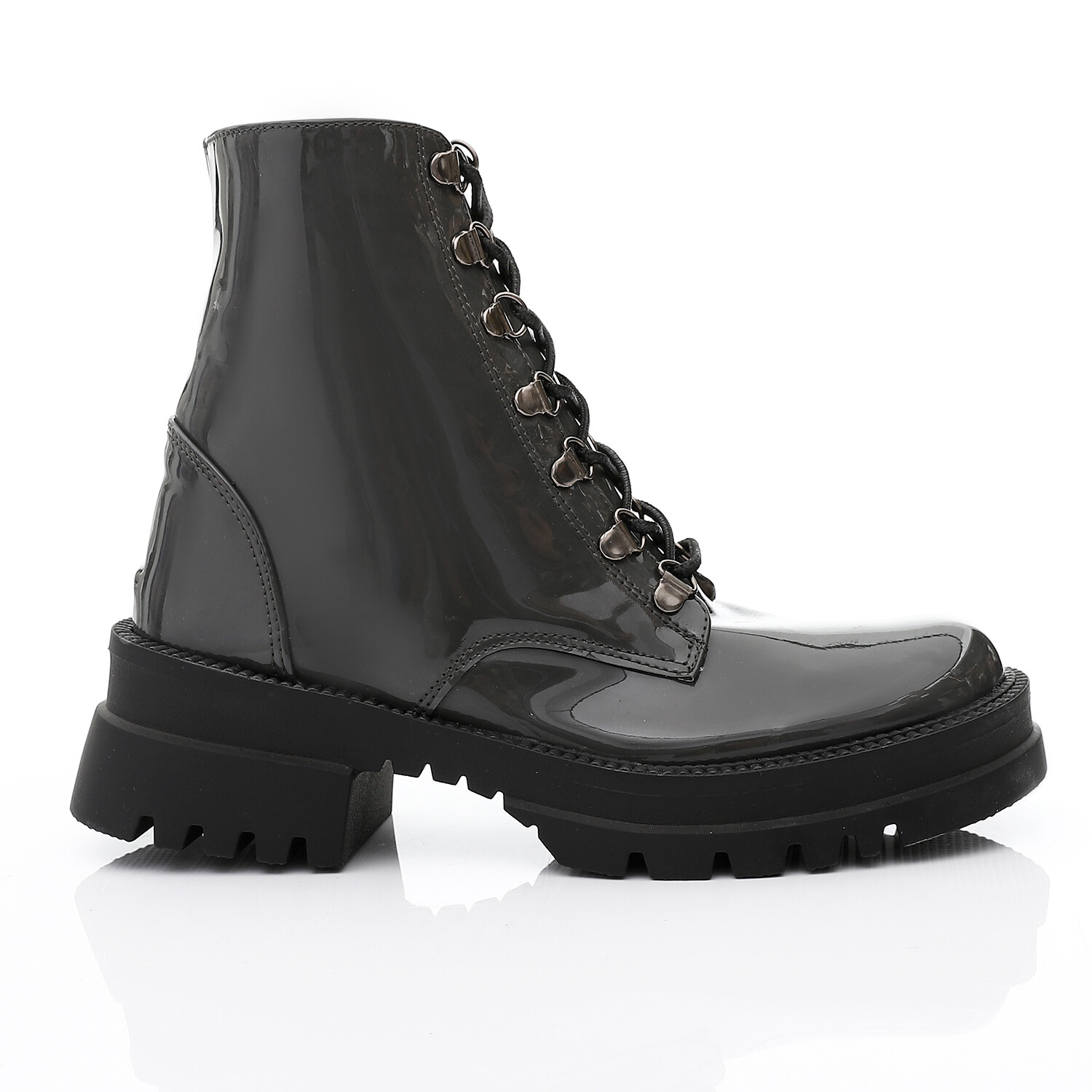 Side Zipper Half Army Boot - Grey 3355