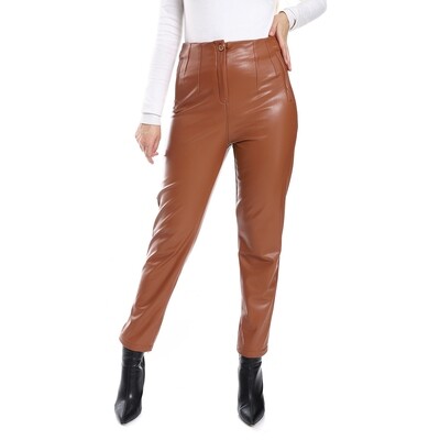 Havan Leather Plain Straight Trousers 2864