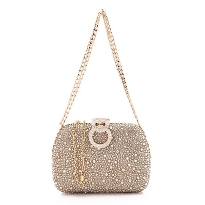 Prominent Diamond Synthetic Glittery Clutch - Gold 4990