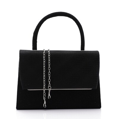 One Main Compartment Glittery Handbag - Black 4991