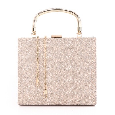 Press Button Closure Glittery Handbag - Rose gold 4995