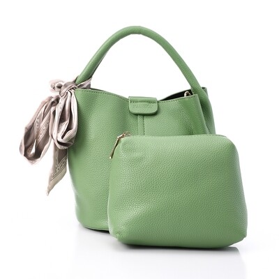 Decorative Bow Bucket Bag Comes With Pocket - Fern Green 4998