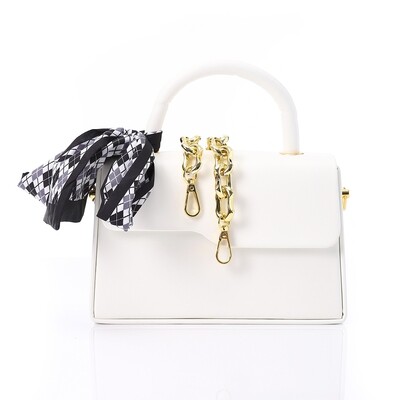Decorative Bow Cross-Body Bag - White 4999