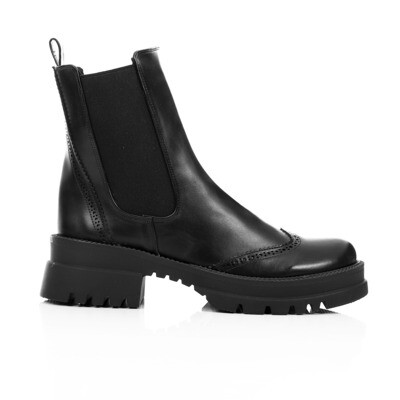 Half Boot Leather Elastic Neck - Black 3839