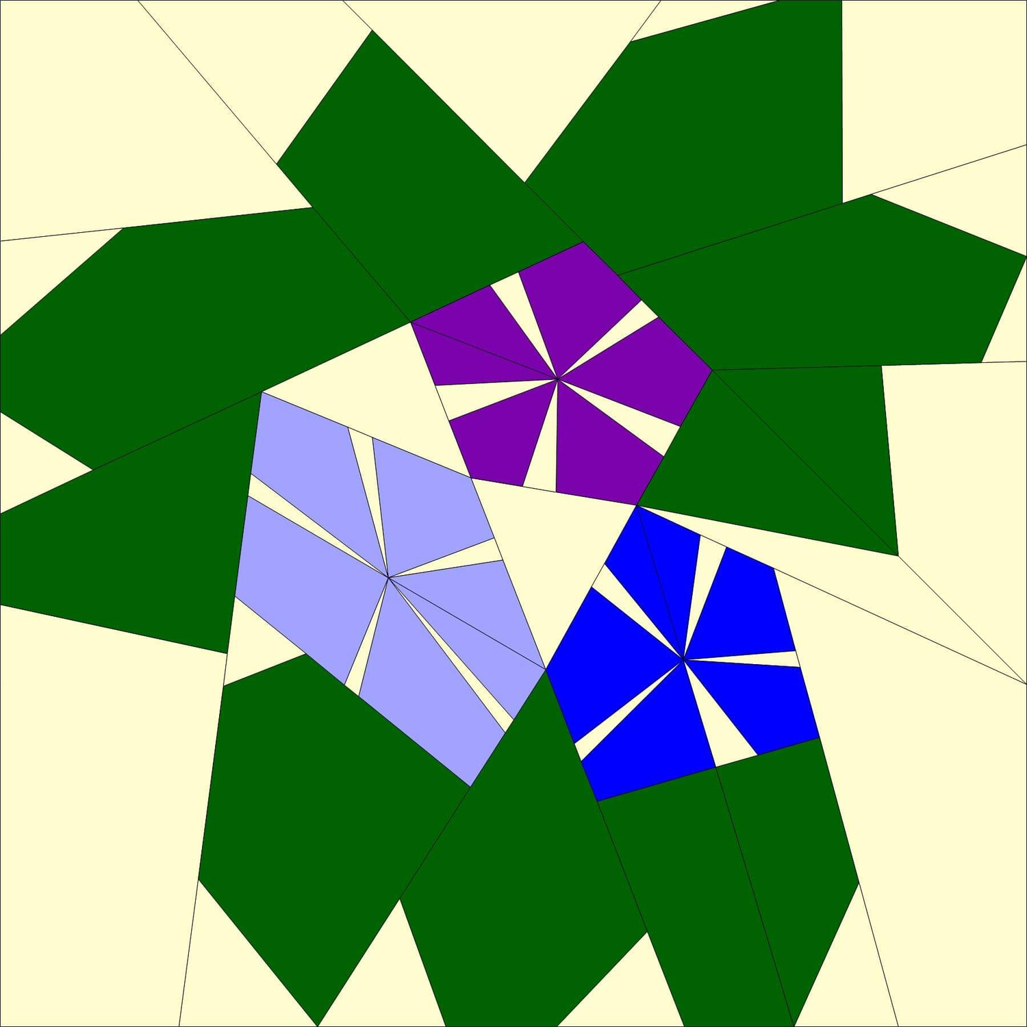 Month 5 of the Foundation Paper Piecing Block of the Month Flower series by John J. Cole-Morgan - Cream Background (UK POSTING INCLUDED)