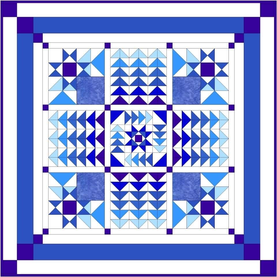 Month 1 of the Flying Dunes Block of the Month by John J. Cole-Morgan - Digital