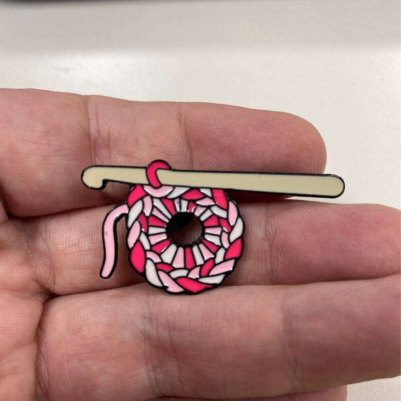 Pink Wool Crochet Badge