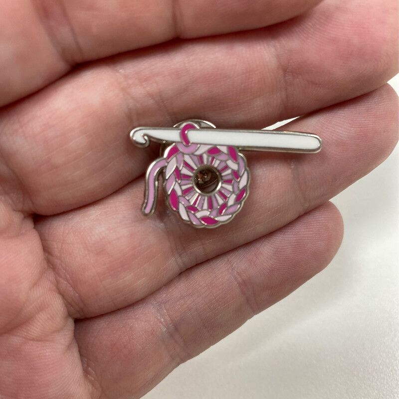 Smaller Pink Wool Crochet Badge