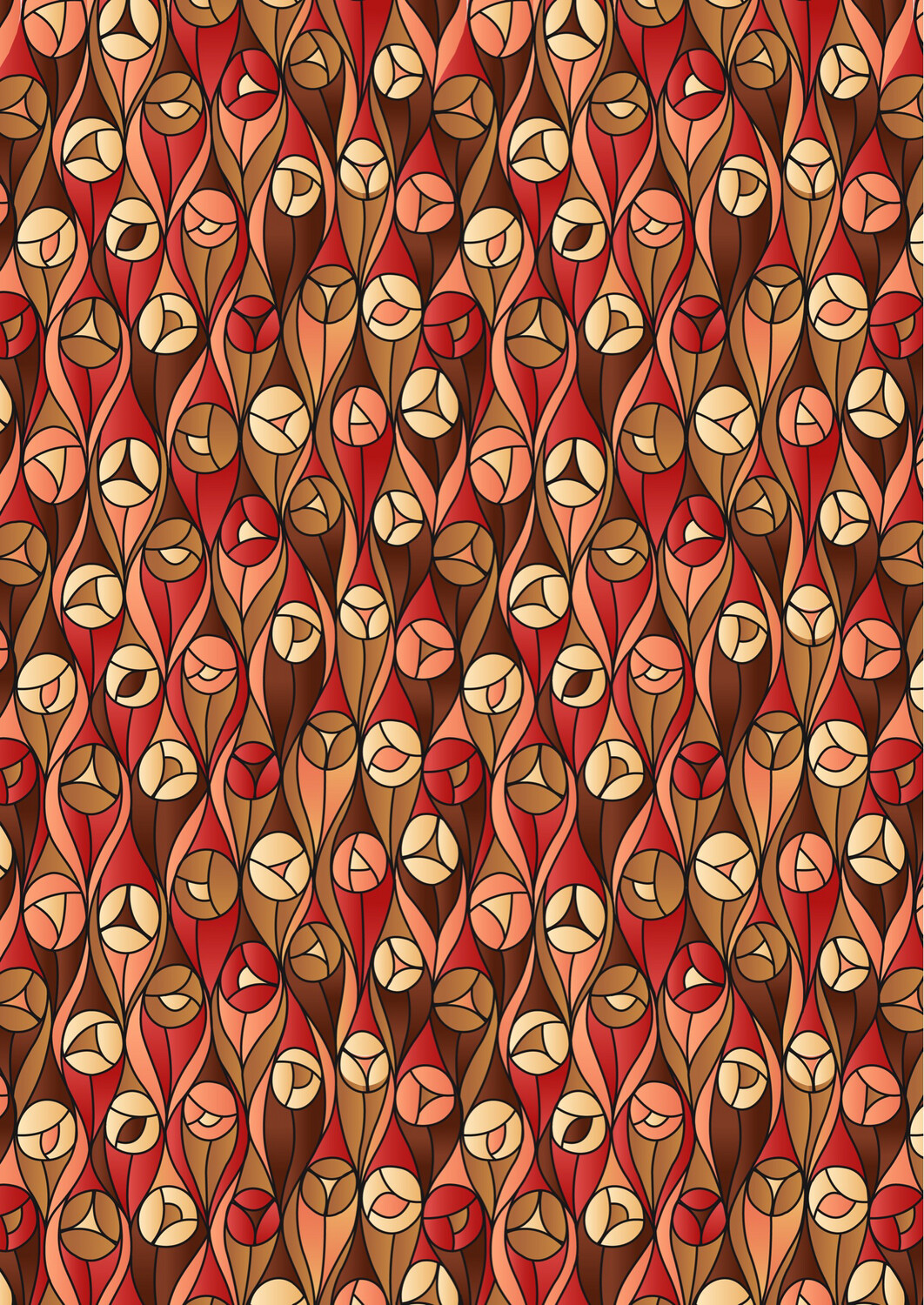 Lewis & Irene - Reflections - Brown & Red Buds (Width of Fabric By 25cm) - R3