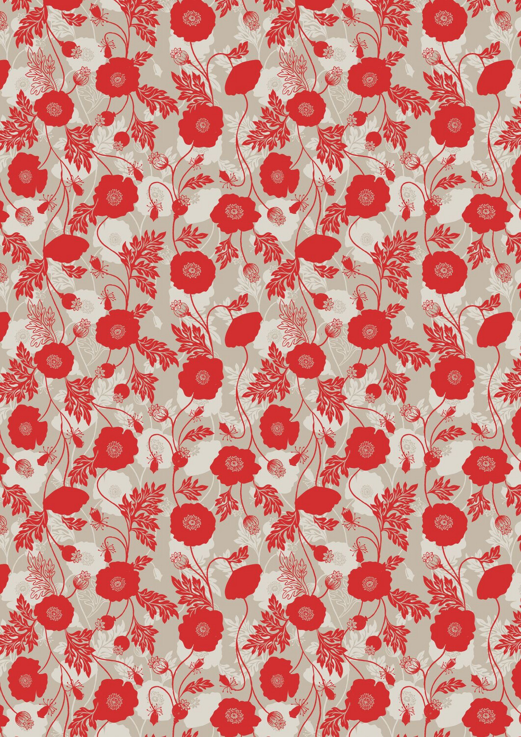 Lewis & Irene - Poppies - Poppy Shadow On Natural A555.1 (Width of Fabric By 25cm) - R3