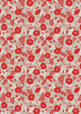 Lewis & Irene - Poppies - Poppy Shadow On Natural A555.1 (Width of Fabric By 25cm) - R3