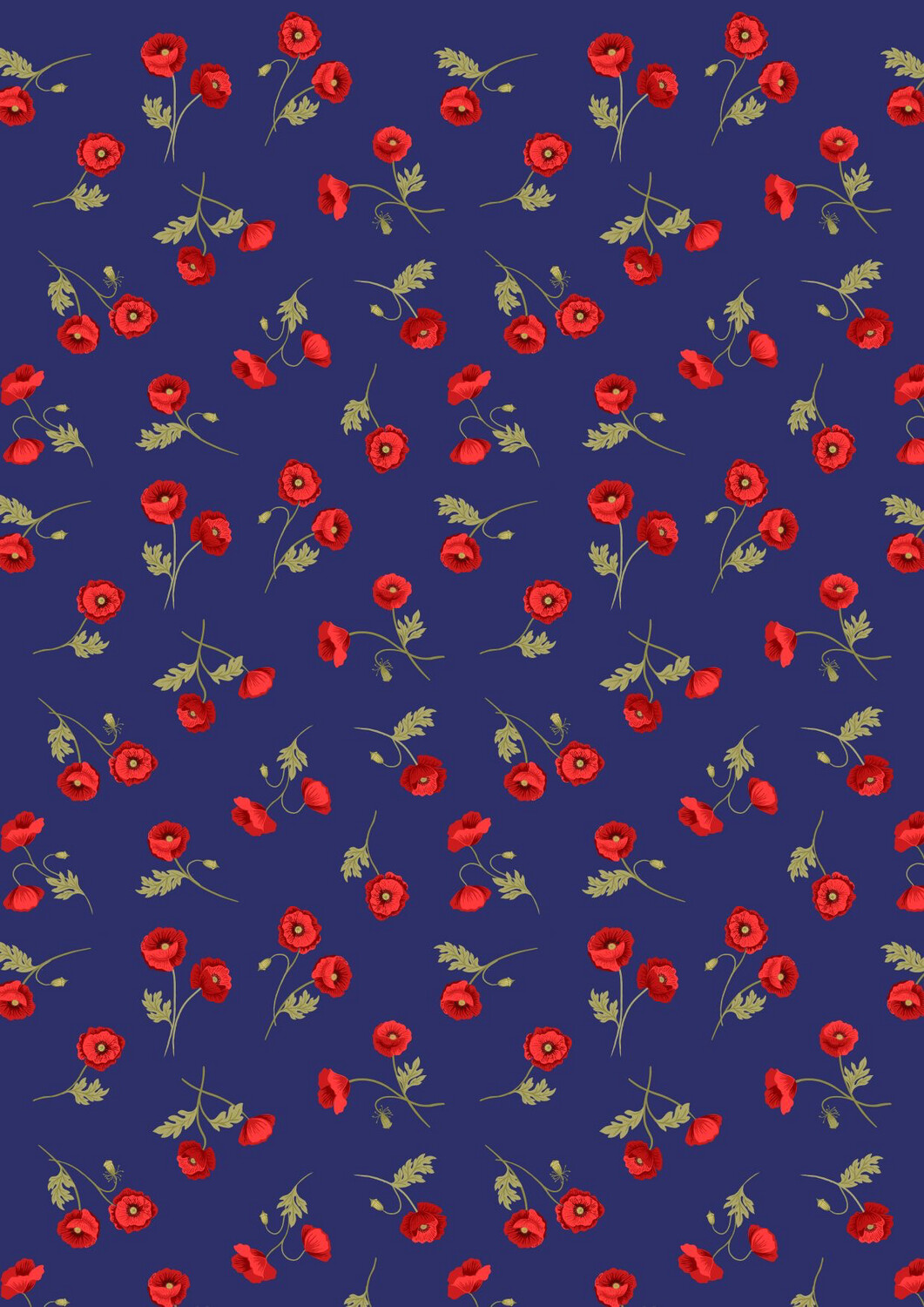 Lewis & Irene - Poppies - Little Poppies On Blue A556.2 (Width of Fabric By 25cm) - W13.4 Lewis & Irene - Poppies - Little Poppies On Blue A556.2 (Width of Fabric By 25cm) - W13.4