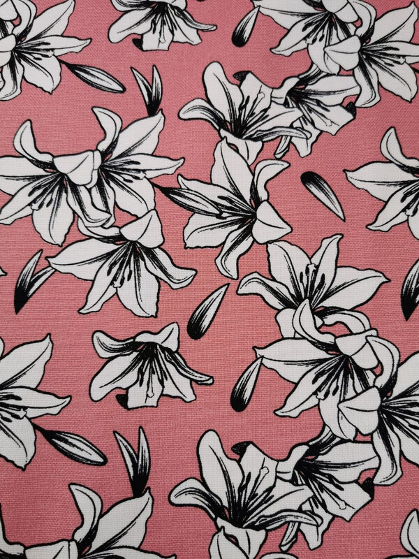 Rose & Hubble Canvas Digital Print Pink Lilies - JLC0287 - Long Quarter (Width of Fabric By 25cm) - W00.1
