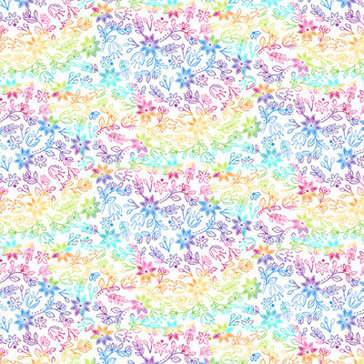 Rainbow Gardens - Rainbow Meadow - White - 9900-L - Long Quarter (Width of Fabric By 25cm) - R3