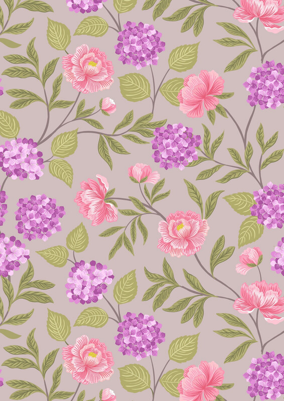 Lewis & Irene - Love Blooms - Peonies & Hydrangea On Natural - A521.2 (Width of Fabric By 25cm) - R3