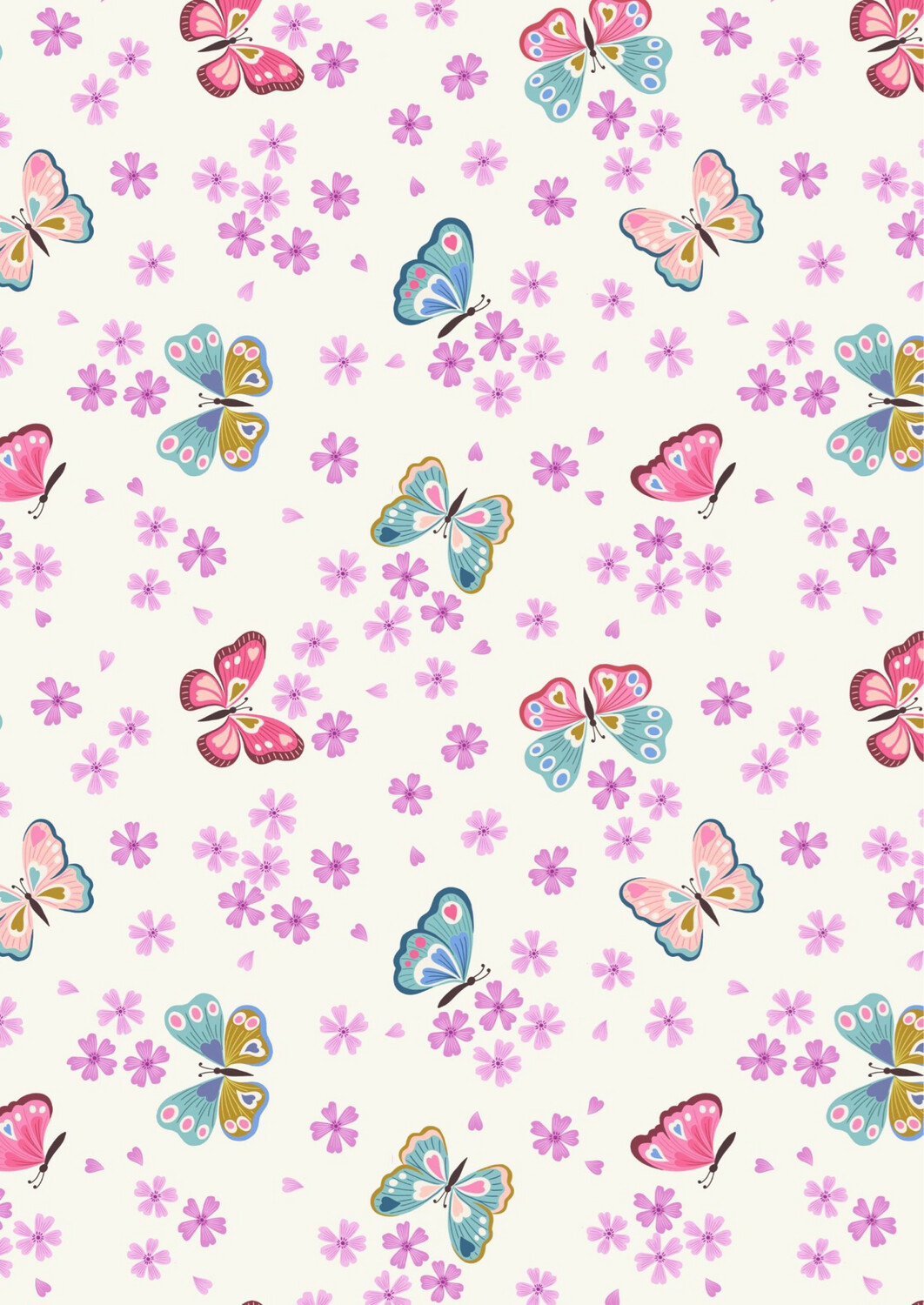 Lewis &amp; Irene - Love Blooms - Butterflies On Cream - A523.1 (Width of Fabric By 25cm) - R3