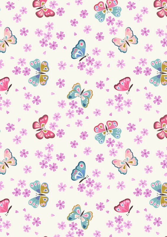 Lewis & Irene - Love Blooms - Butterflies On Cream - A523.1 (Width of Fabric By 25cm) - R3
