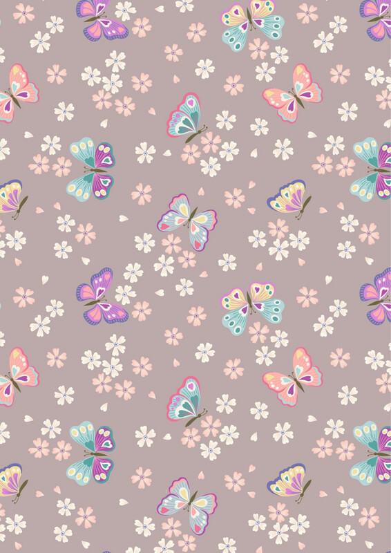 Lewis & Irene - Love Blooms - Butterflies On Dark Natural - A523.2 (Width of Fabric By 25cm) - R3