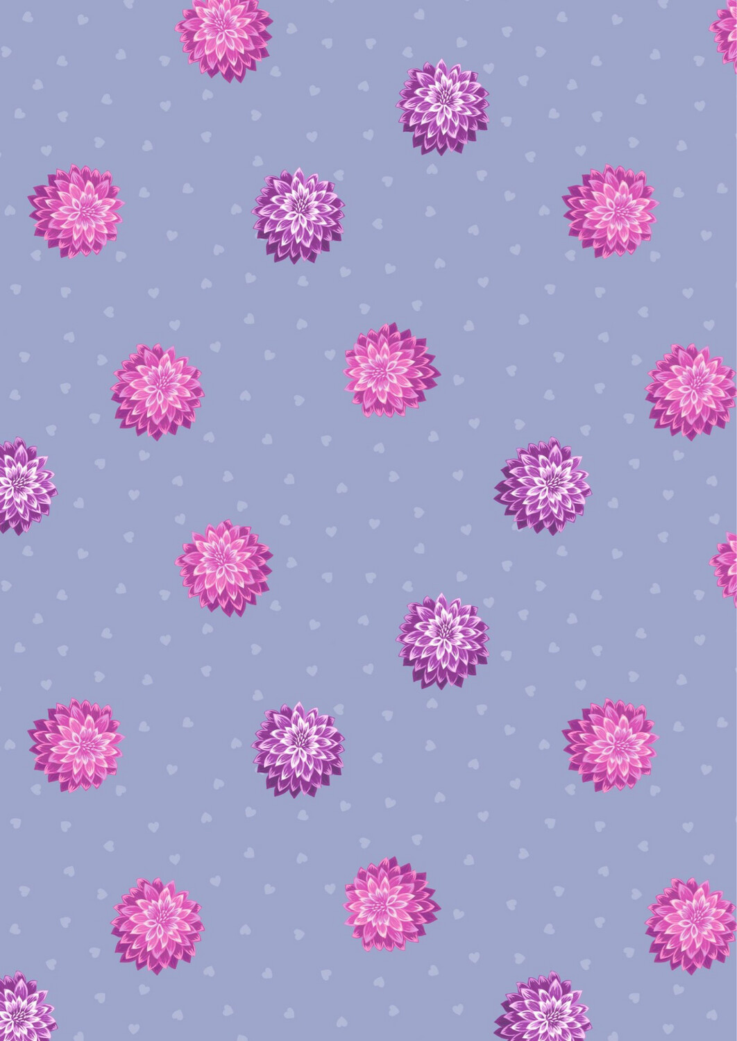 Lewis & Irene - Love Blooms - Dahlia & Hearts On Light Floral Blue - A524.2 (Width of Fabric By 25cm) - R3