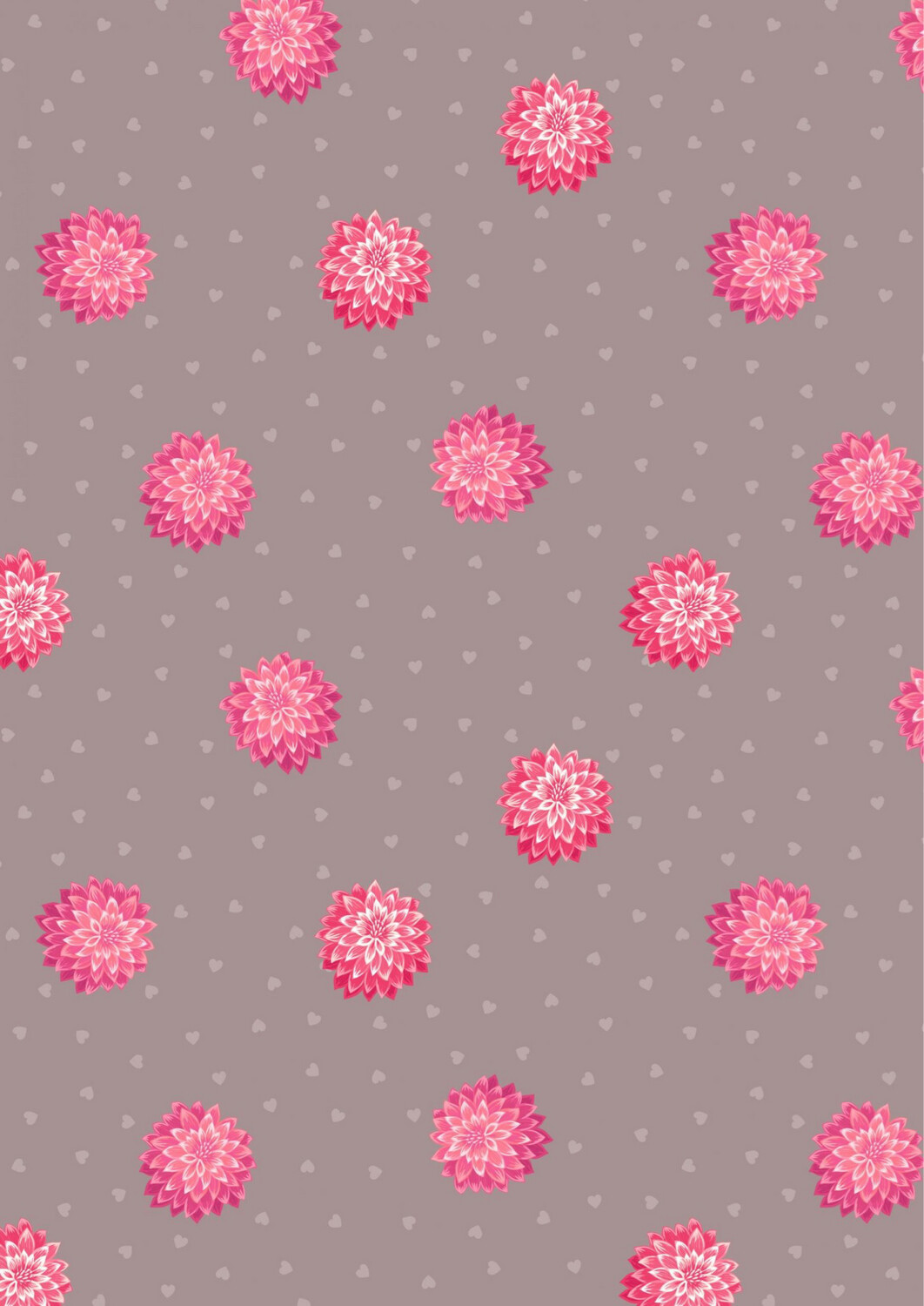 Lewis & Irene - Love Blooms - Dahlia & Hearts On Cappuccino - A524.3 (Width of Fabric By 25cm) - R3